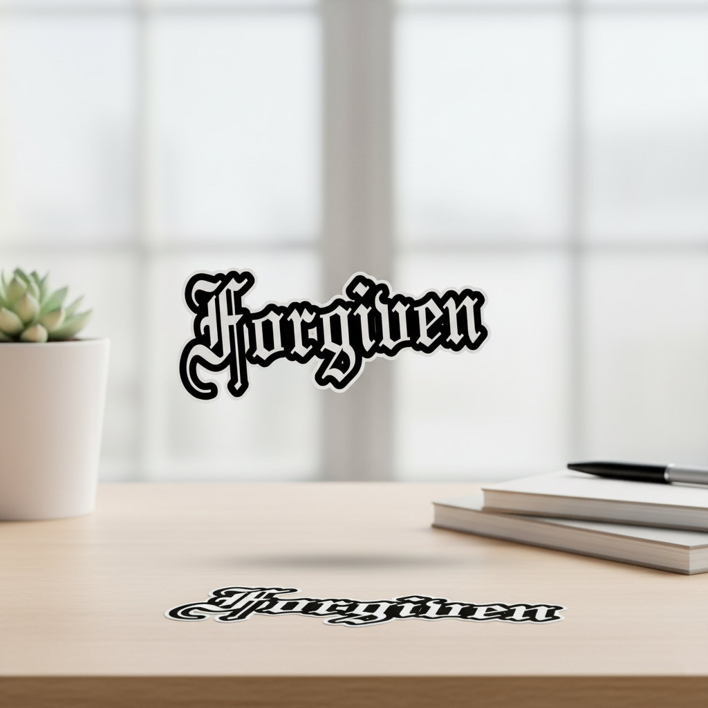 Forgiven Christian Sticker - Old English Faith UV Sticker | Great I AM