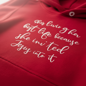 She Is Living Her Best Life Women's Red Hoodie with White Hood